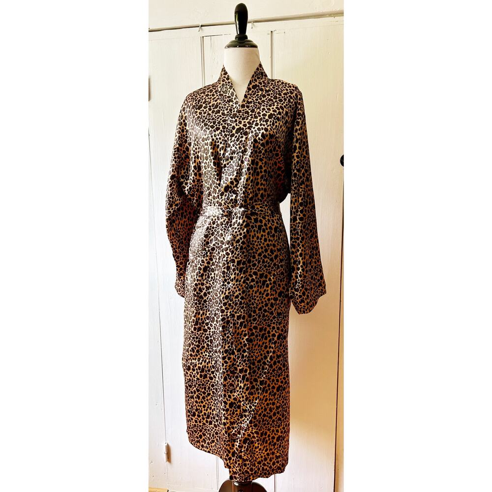 Bloomingdale's Leopard Print Robe One Size Long K… - image 1